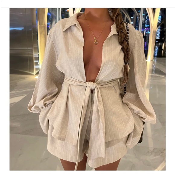 COPY - Linen 2-Piece Short Set - Picture 2 of 4